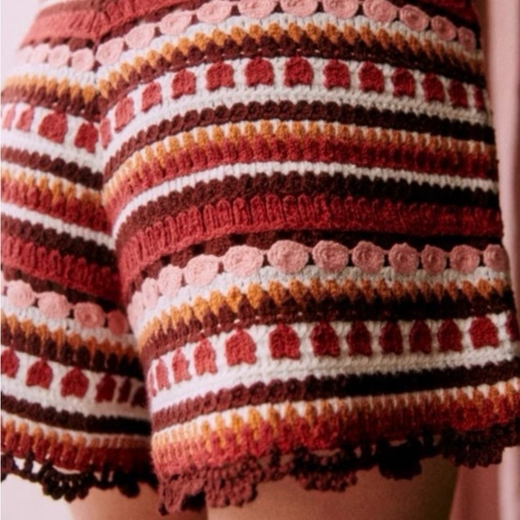 Sezane Pants - La Maille Sezane Multicolor Crochet Women Shorts